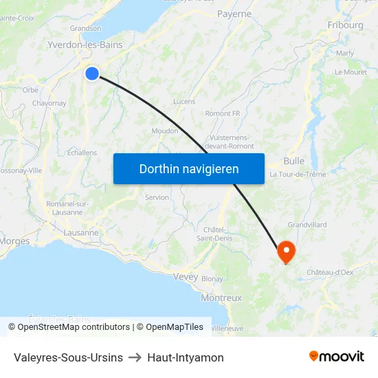 Valeyres-Sous-Ursins to Haut-Intyamon map