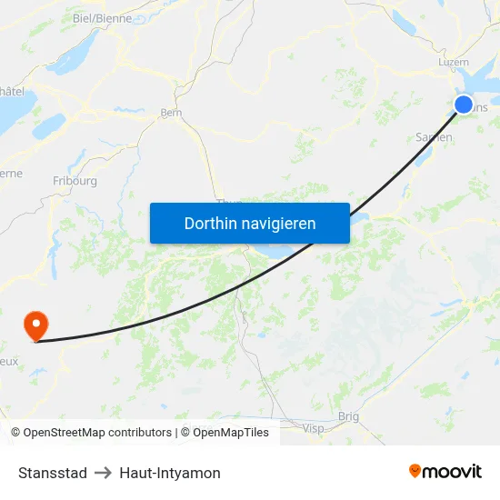 Stansstad to Haut-Intyamon map