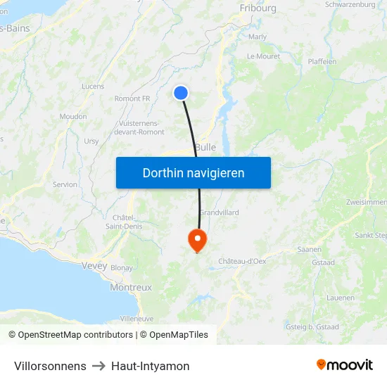 Villorsonnens to Haut-Intyamon map