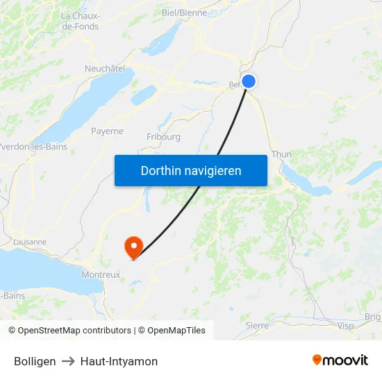 Bolligen to Haut-Intyamon map