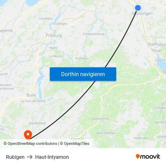Rubigen to Haut-Intyamon map