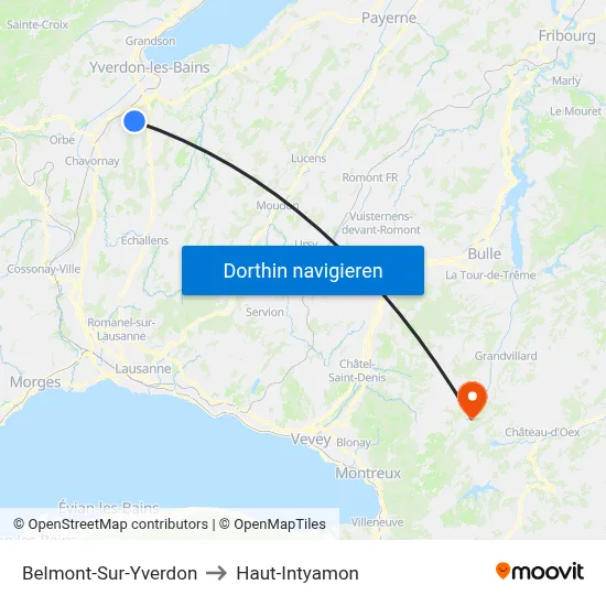 Belmont-Sur-Yverdon to Haut-Intyamon map