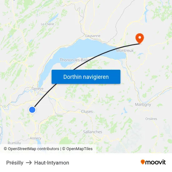 Présilly to Haut-Intyamon map