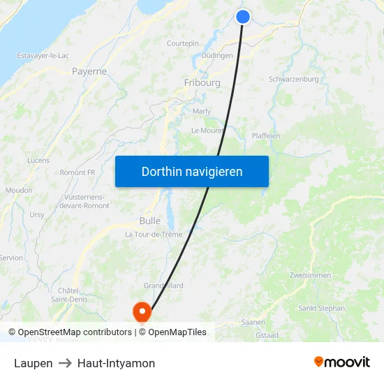 Laupen to Haut-Intyamon map