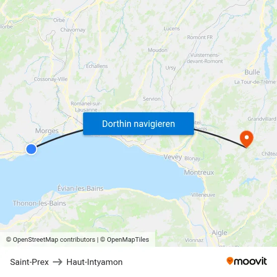 Saint-Prex to Haut-Intyamon map