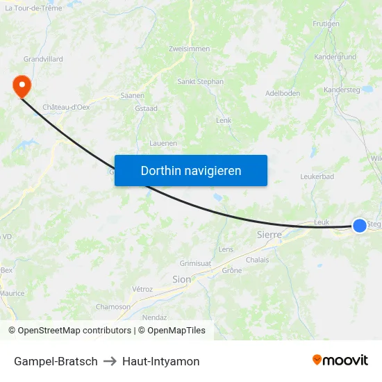 Gampel-Bratsch to Haut-Intyamon map