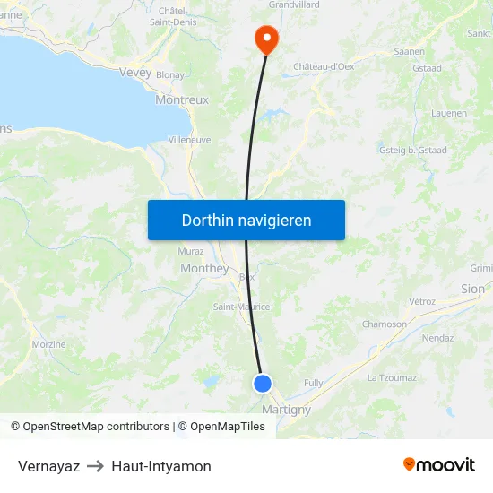 Vernayaz to Haut-Intyamon map