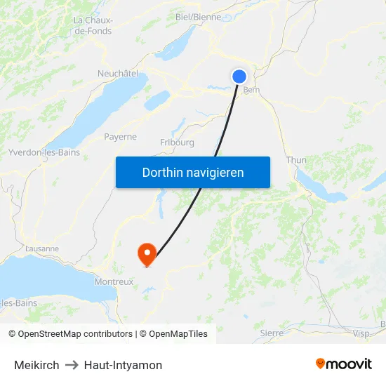 Meikirch to Haut-Intyamon map