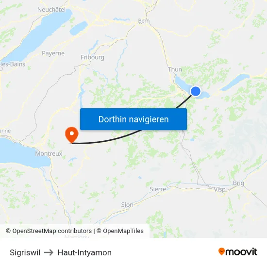 Sigriswil to Haut-Intyamon map