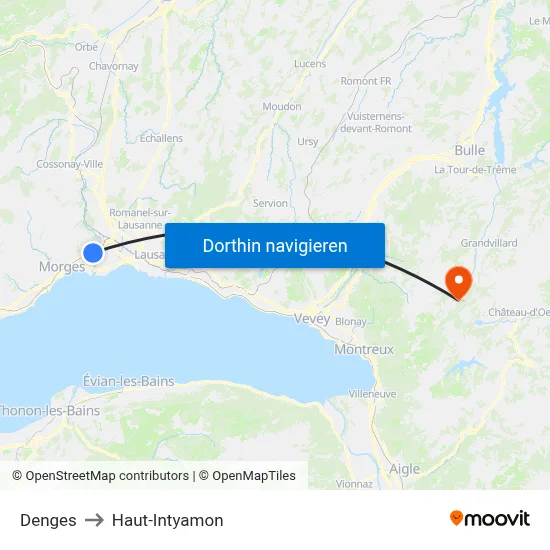 Denges to Haut-Intyamon map