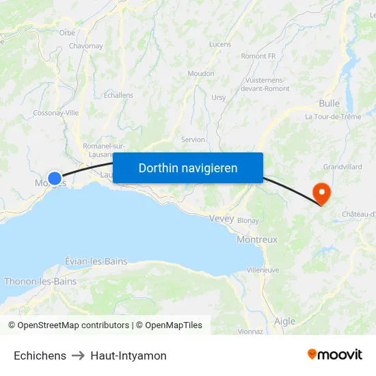 Echichens to Haut-Intyamon map