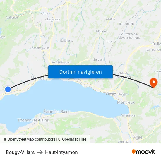 Bougy-Villars to Haut-Intyamon map