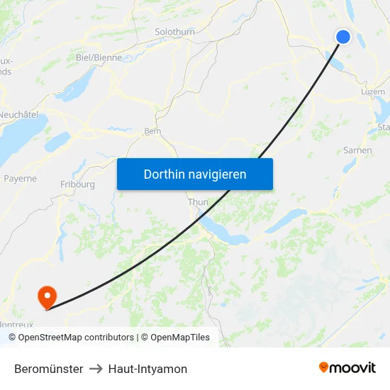 Beromünster to Haut-Intyamon map