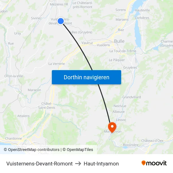 Vuisternens-Devant-Romont to Haut-Intyamon map
