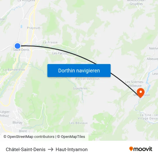 Châtel-Saint-Denis to Haut-Intyamon map