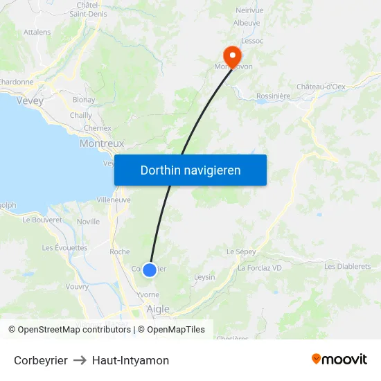 Corbeyrier to Haut-Intyamon map