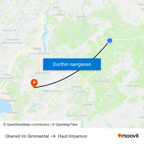 Oberwil Im Simmental to Haut-Intyamon map