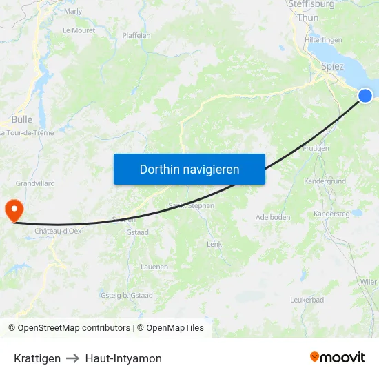 Krattigen to Haut-Intyamon map