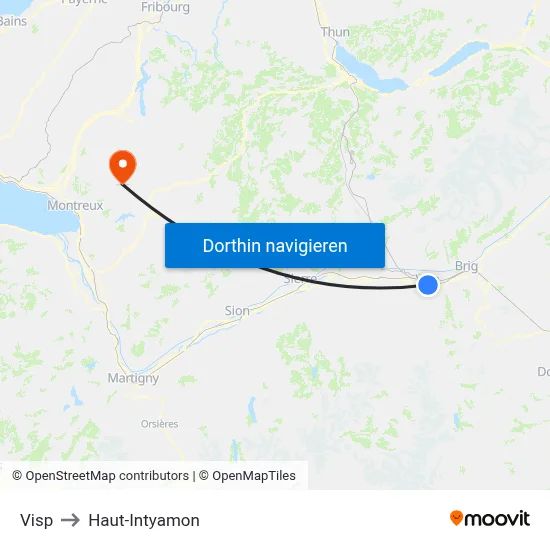 Visp to Haut-Intyamon map