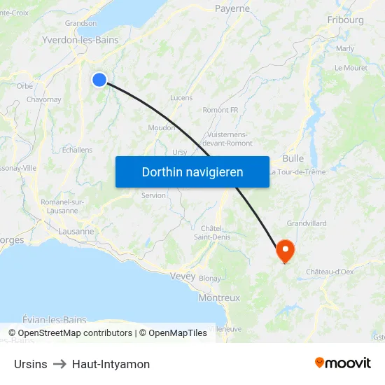 Ursins to Haut-Intyamon map
