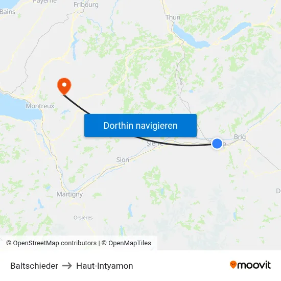 Baltschieder to Haut-Intyamon map
