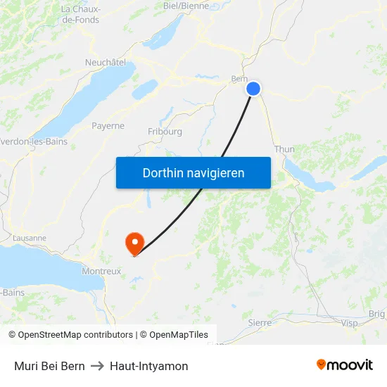 Muri Bei Bern to Haut-Intyamon map