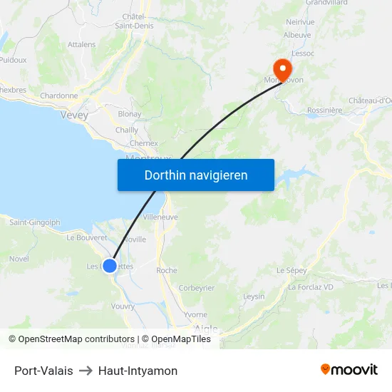 Port-Valais to Haut-Intyamon map