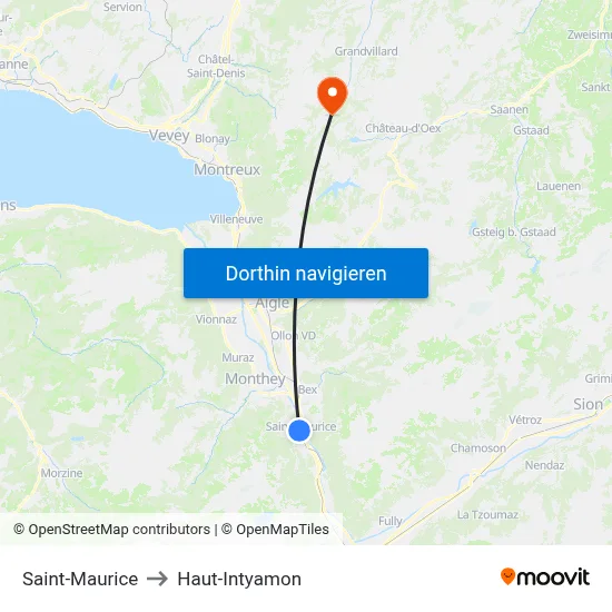 Saint-Maurice to Haut-Intyamon map
