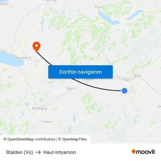 Stalden (Vs) to Haut-Intyamon map