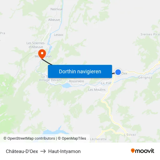Château-D'Oex to Haut-Intyamon map
