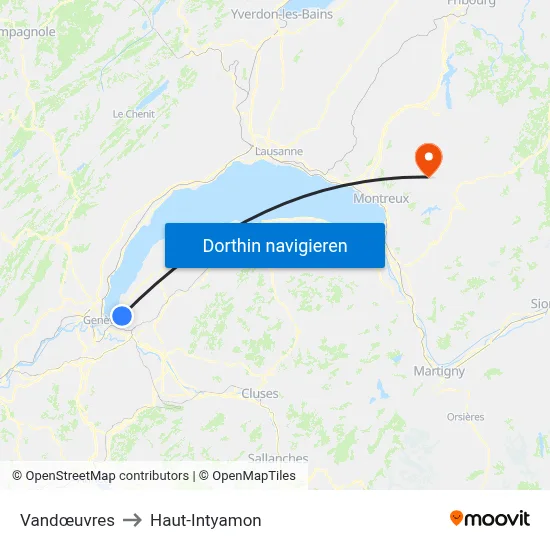 Vandœuvres to Haut-Intyamon map