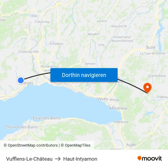 Vufflens-Le-Château to Haut-Intyamon map