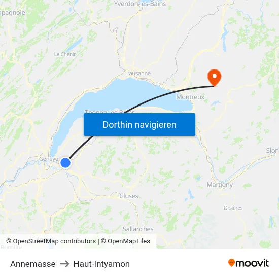 Annemasse to Haut-Intyamon map