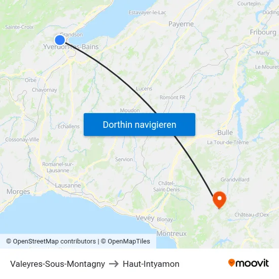 Valeyres-Sous-Montagny to Haut-Intyamon map