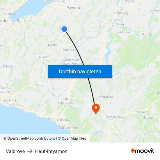 Valbroye to Haut-Intyamon map