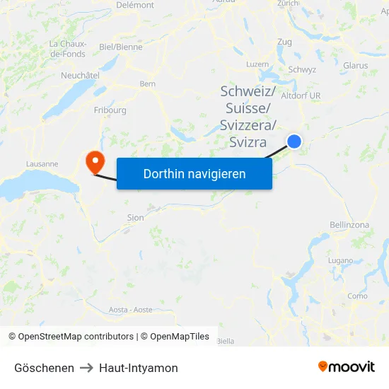 Göschenen to Haut-Intyamon map
