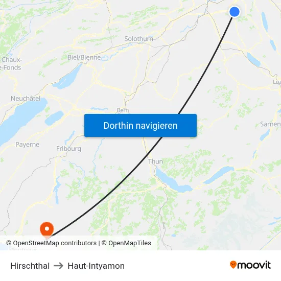 Hirschthal to Haut-Intyamon map