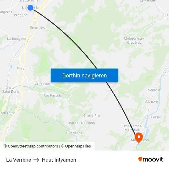 La Verrerie to Haut-Intyamon map