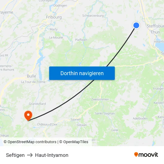 Seftigen to Haut-Intyamon map