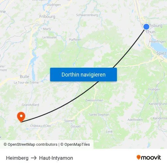 Heimberg to Haut-Intyamon map