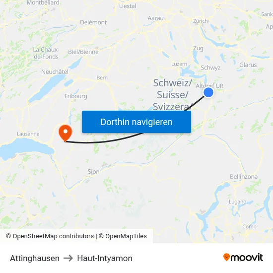 Attinghausen to Haut-Intyamon map