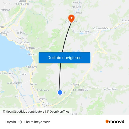 Leysin to Haut-Intyamon map