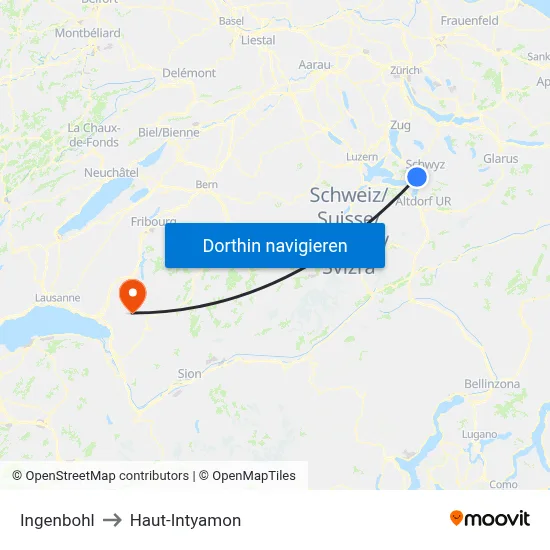 Ingenbohl to Haut-Intyamon map