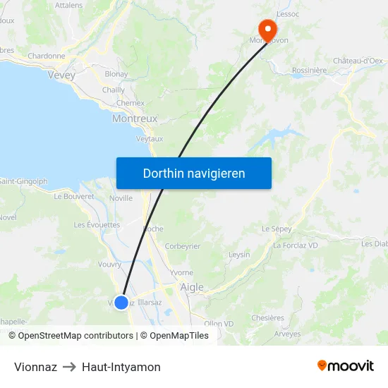 Vionnaz to Haut-Intyamon map
