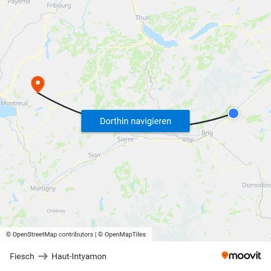 Fiesch to Haut-Intyamon map