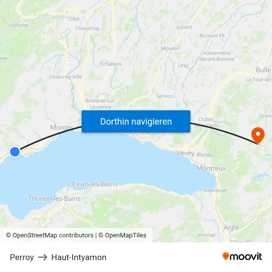 Perroy to Haut-Intyamon map