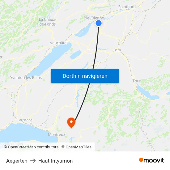 Aegerten to Haut-Intyamon map