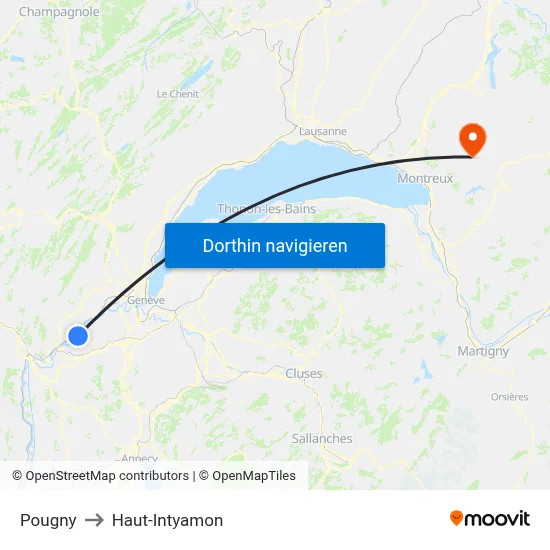 Pougny to Haut-Intyamon map