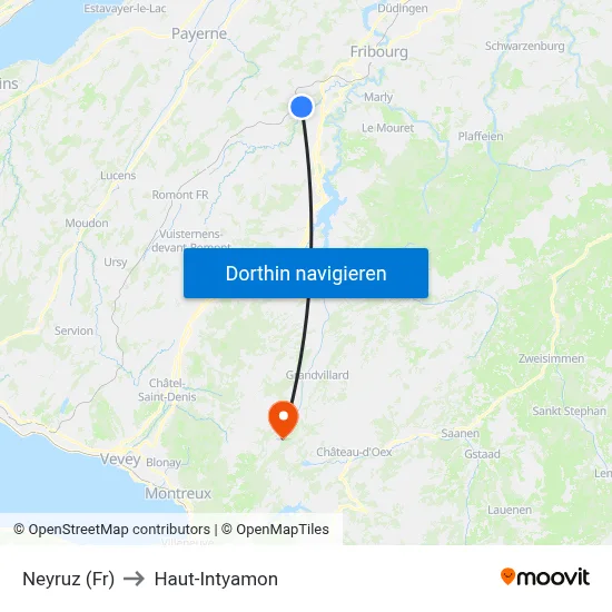 Neyruz (Fr) to Haut-Intyamon map