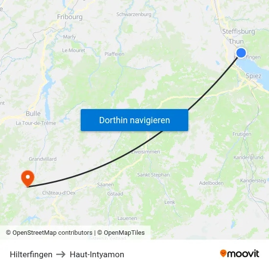 Hilterfingen to Haut-Intyamon map